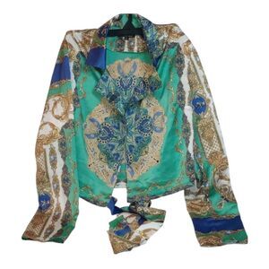 Bohemian hippie china inspired Long sleeve Women's size small dress shirt